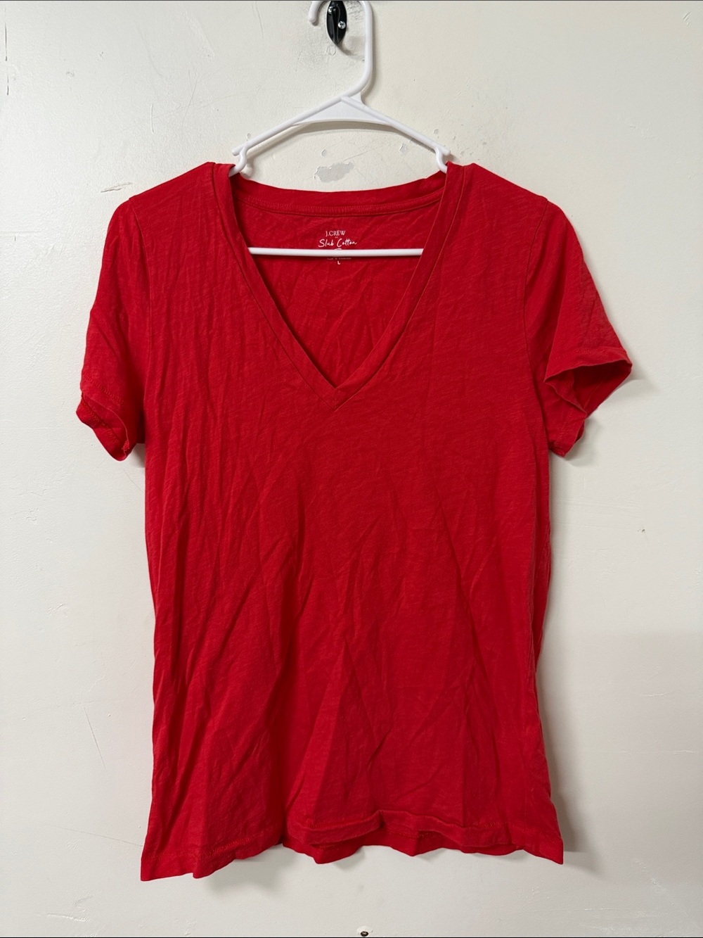 J. Crew Bright Red V-Neck Short Sleeve Tee